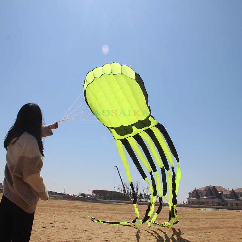 New Arrival Soft Inflatable 10M Octopus With Glasses Kite Polyester cloth Adults High Quality Colorful Animal Show Kites 