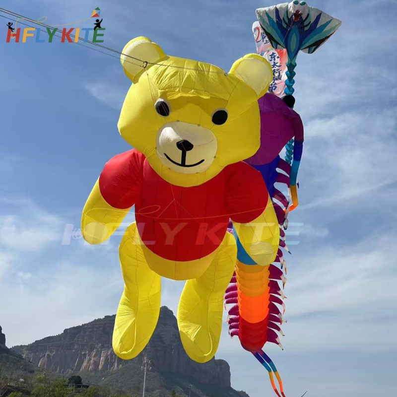 12m Bear Kite Pendant 40d Ripstop Nylon For Adults High Quality Colorful Show Kites