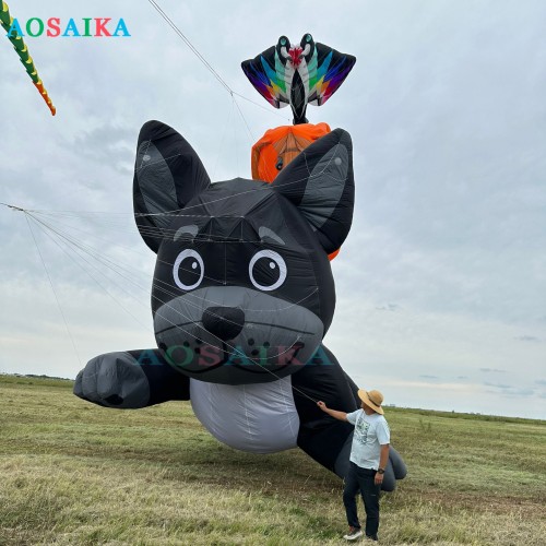 New Arrival Soft Inflatable 12M Dog Kite Pendant 40d Ripstop Nylon For Adults High Quality Colorful Animal Show Kites