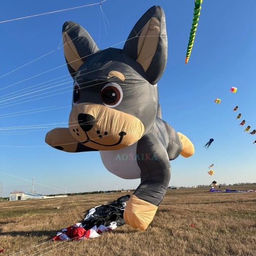New Arrival Soft Inflatable 12M Dog Kite Pendant 40d Ripstop Nylon For Adults High Quality Colorful Animal Show Kites