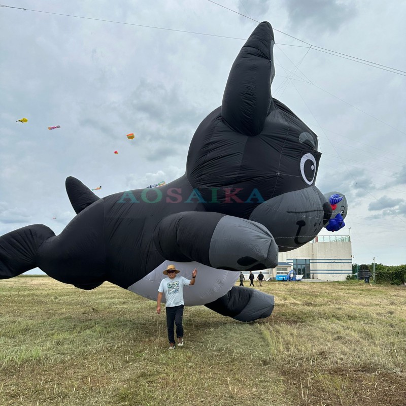 New Arrival Soft Inflatable 12M Dog Kite Pendant 40d Ripstop Nylon For Adults High Quality Colorful Animal Show Kites 
