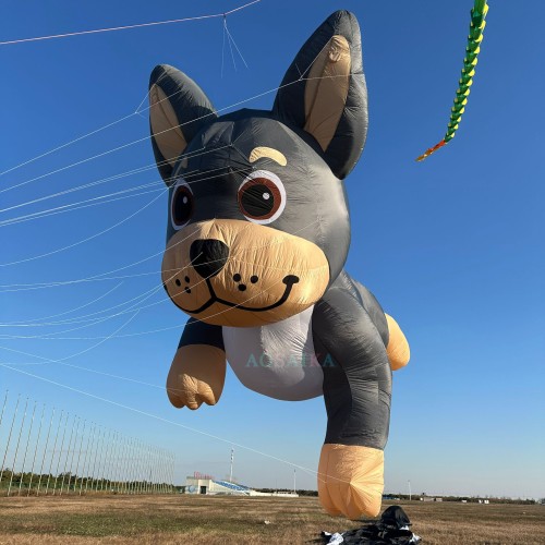 New Arrival Soft Inflatable 12M Dog Kite Pendant 40d Ripstop Nylon For Adults High Quality Colorful Animal Show Kites