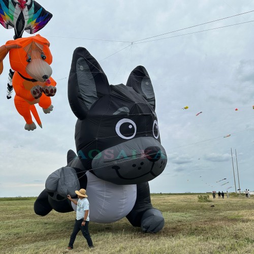 New Arrival Soft Inflatable 12M Dog Kite Pendant 40d Ripstop Nylon For Adults High Quality Colorful Animal Show Kites
