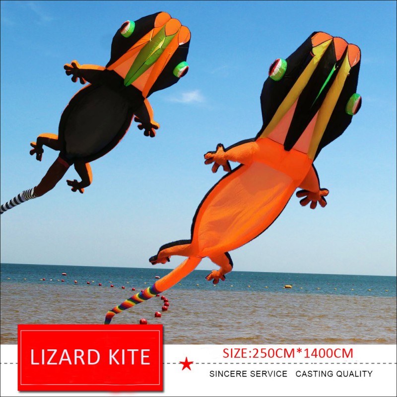 New Arrival Soft Inflatable 14M Gecko Kite Pendant 40d Nylon Ripstop Adults High Quality Colorful Animal Show Kites 