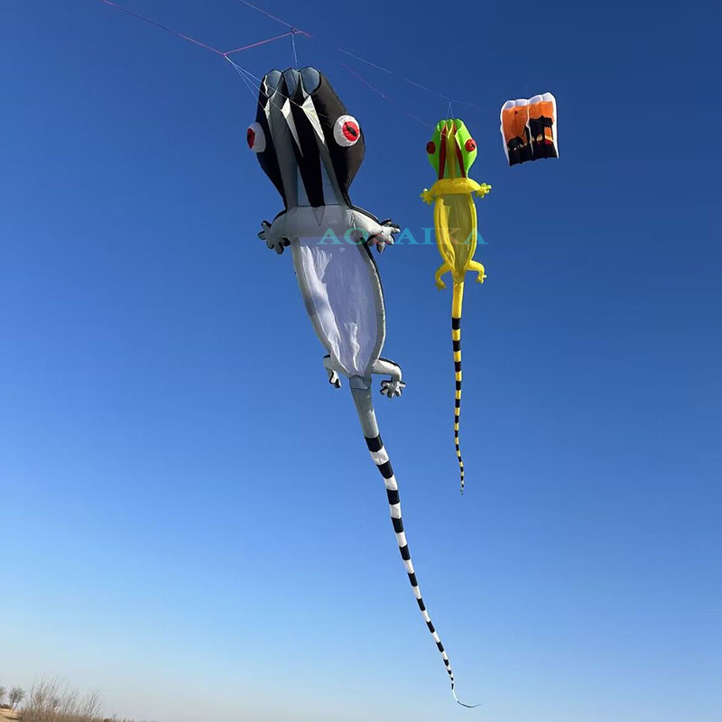 New Arrival Soft Inflatable 20M Gecko Kite Pendant 40d Nylon Ripstop Adults High Quality Colorful Animal Show Kites 