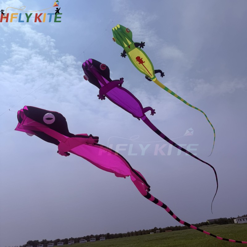 New Arrival Soft Inflatable 20M Gecko Kite Pendant 40d Nylon Ripstop Adults High Quality Colorful Animal Show Kites