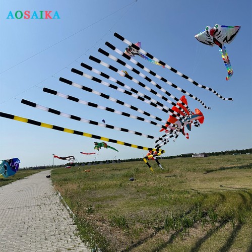 New Arrival Soft Inflatable 12.5M A Set Of Ten Tubular tails Kite 40d Nylon Ripstop Adults High Quality Colorful Show Kites