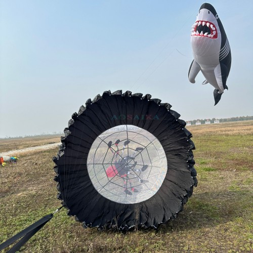 Soft Inflatable 2.7M Spider bowl kite 40d ripstop nylon