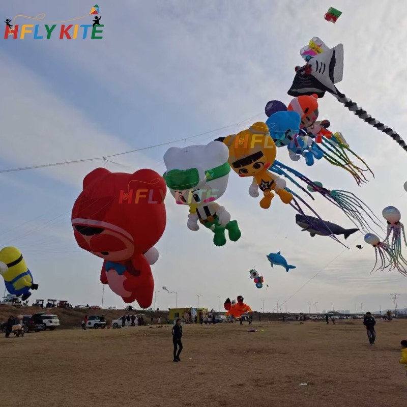 A set of ten 3.5M kites pendant 40d Ripstop Nylon For Adults High Quality Colorful Animal Show Kites 