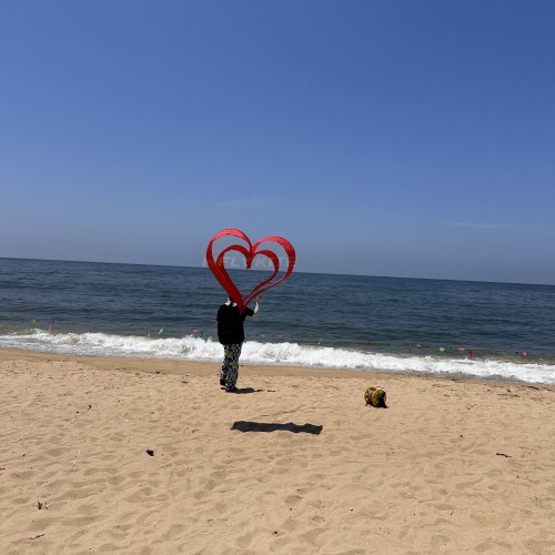 120cm double heart kite pendant 40d ripstop nylon