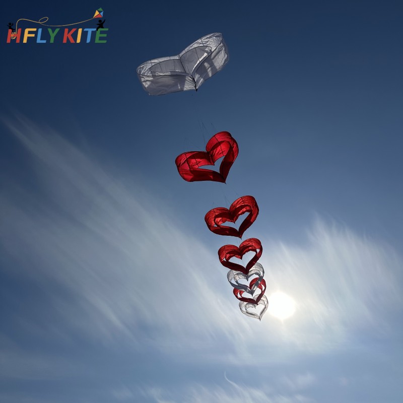 120cm double heart kite pendant 40d ripstop nylon 