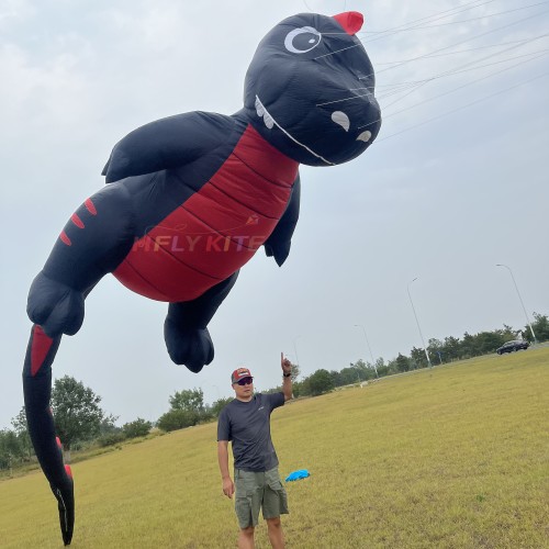 New Arrival Soft Inflatable 8M Dinosaur Kite Pendant 40d Nylon Ripstop Adults High Quality Colorful Animal Show Kites