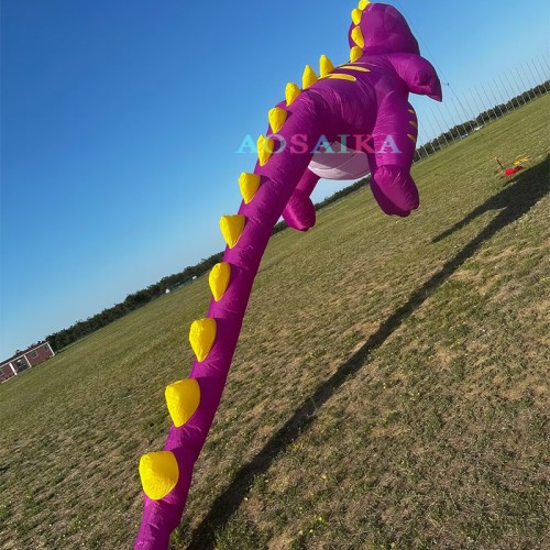New Arrival Soft Inflatable 8M Dinosaur Kite Pendant 40d Nylon Ripstop Adults High Quality Colorful Animal Show Kites