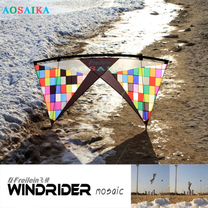 230*/80cm Mosaic Four-Line Stunt Windrider Kite PC31 Nylon