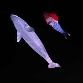 New Arrival Soft Inflatable 10M LED Killer whale Kite Pendant 40d Ripstop Nylon For Adults High Quality Colorful Animal Show Kites 