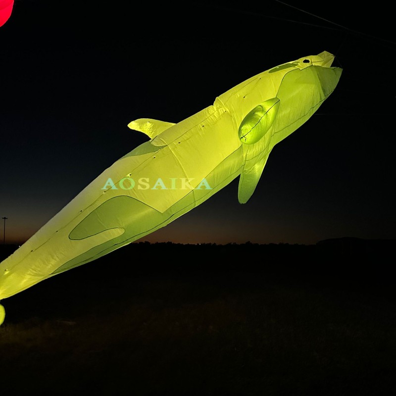 New Arrival Soft InflatableNew Arrival Soft Inflatable 10M LED Killer whale Kite Pendant 40d Ripstop Nylon For Adults High Quality Colorful Animal Show KitesPendant 40d Ripstop Nylon For Adults High Quality Colorful Animal Show Kites 