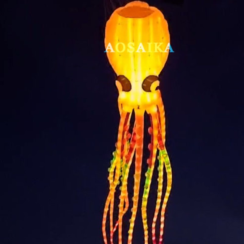 New Arrival Soft Inflatable 20M LED Octopus Kite Pendant 40d Ripstop Nylon For Adults High Quality Colorful Animal Show Kites 