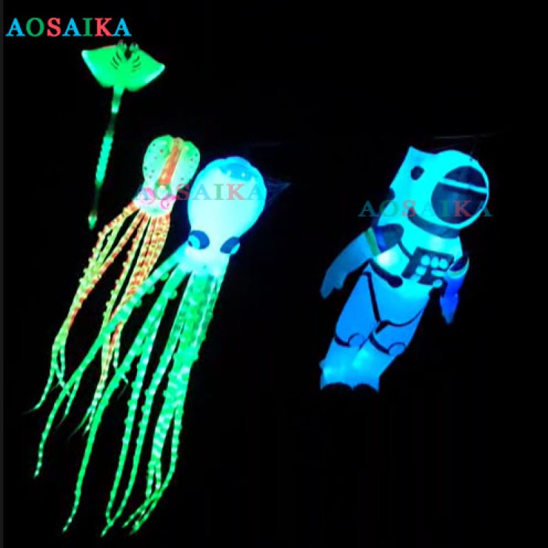 New Arrival Soft Inflatable 20M LED Octopus Kite Pendant 40d Ripstop Nylon For Adults High Quality Colorful Animal Show Kites