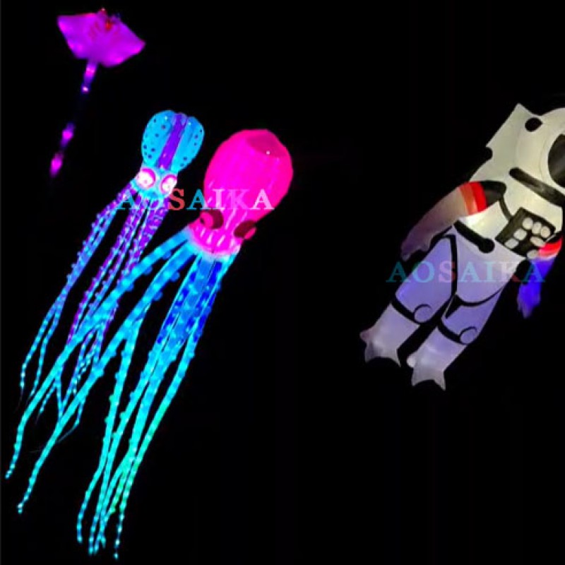 New Arrival Soft Inflatable 20M LED Octopus Kite Pendant 40d Ripstop Nylon For Adults High Quality Colorful Animal Show Kites 