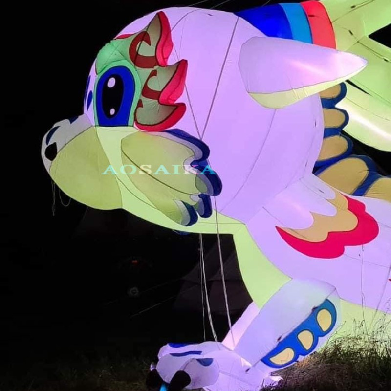 5m LED Dragon Kite Pendant 40d Ripstop Nylon For Adults High Quality Colorful Animal Show Kites 