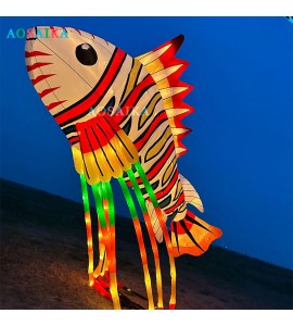 New Arrival Soft Inflatable 8M Luminous Lionfish Kite Pendant 40d Ripstop Nylon Adults High Quality Colorful Animal Show Kites
