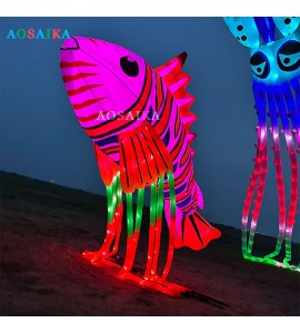 New Arrival Soft Inflatable 8M Luminous Lionfish Kite Pendant 40d Ripstop Nylon Adults High Quality Colorful Animal Show Kites