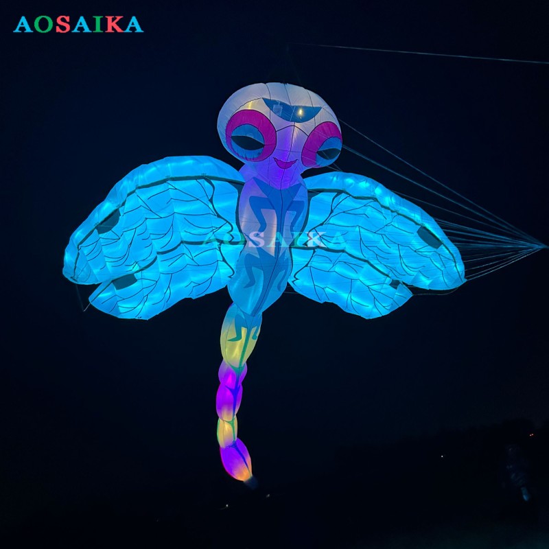 9M/22M Nightlight Dragonfly Kite Pendant 40d Ripstop Nylon For Adults High Quality Colorful Animal Show Kite 