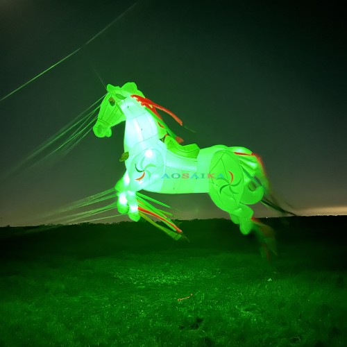 5M LED Horse Kite Pendant 40d Ripstop Nylon For Adults High Quality Colorful Animal Show Kites