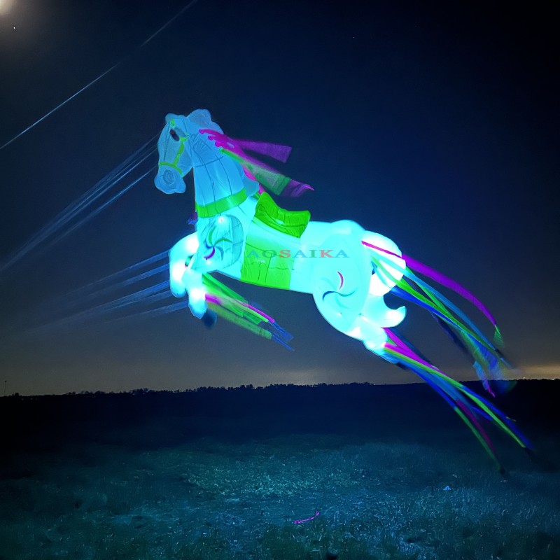 5M LED Horse Kite Pendant 40d Ripstop Nylon For Adults High Quality Colorful Animal Show Kites 
