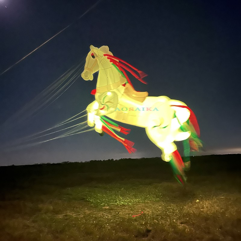 5M LED Horse Kite Pendant 40d Ripstop Nylon For Adults High Quality Colorful Animal Show Kites 