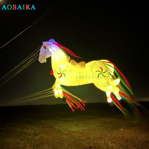 5M LED Horse Kite Pendant 40d Ripstop Nylon For Adults High Quality Colorful Animal Show Kites