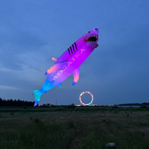 New Arrival Soft Inflatable 18M18M LED Shark Kite Pendant 40d Ripstop Nylon For Adults High Quality Colorful Animal Show Kites New Arrival Soft Inflatable 18M18M LED Shark Kite Pendant 40d Ripstop Nylon For Adults High Quality Colorful Animal Show Kites