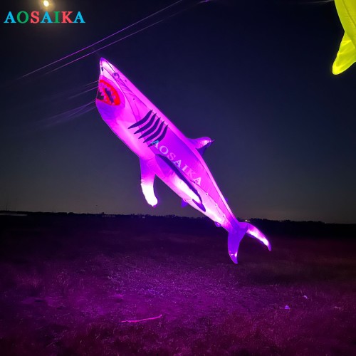 6M LED Shark Kite Pendant 40d Ripstop Nylon For Adults High Quality Colorful Animal Show Kites