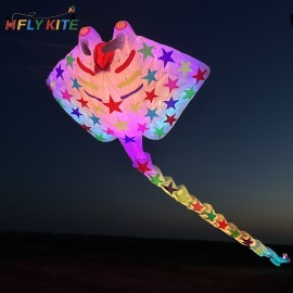 21M night-lighted stingray kite pendant 40d ripstop nylon 