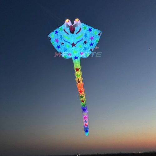 21M night-lighted stingray kite pendant 40d ripstop nylon