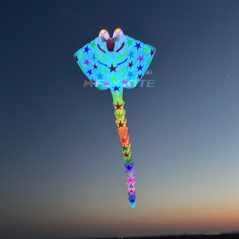 21M night-lighted stingray kite pendant 40d ripstop nylon 