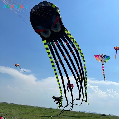 New Arrival Soft Inflatable 8M Demon Octopus  Kite Pendant Polyester cloth Adults High Quality Colorful Animal Show Kites