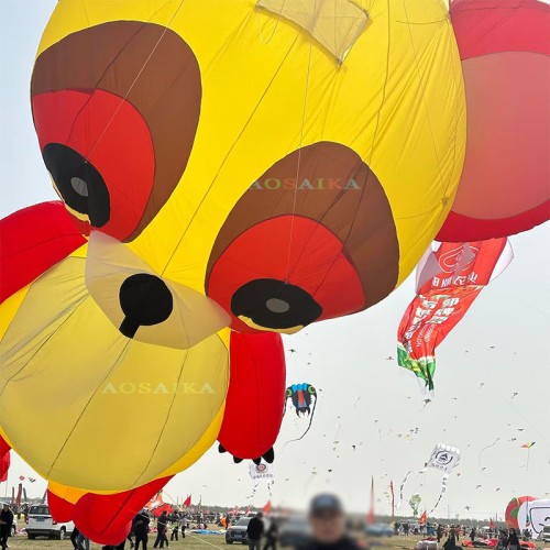 New Arrival Soft Inflatable 12M Raccoon Kite Pendant 40d Ripstop Nylon For Adults High Quality Colorful Animal Show Kites