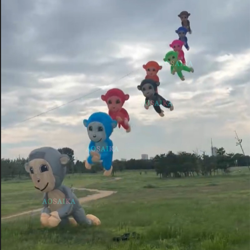 New Arrival Soft Inflatable Soft Inflatable 3.5M Monkey kite pendant 40d ripstop nylon For Adults High Quality Colorful Animal Show Kites 