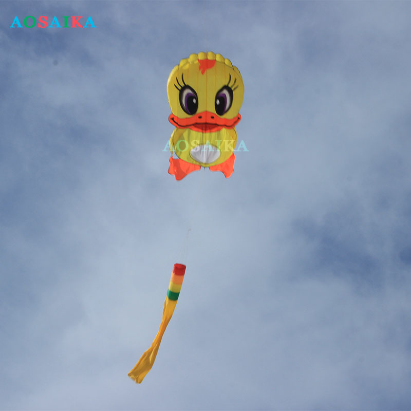 New Arrival Soft Inflatable 160*200cm Little Yellowe Duck Kite Polyester cloth Adults High Quality Colorful Animal Show Kites 