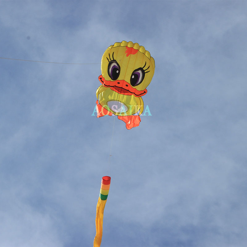 New Arrival Soft Inflatable 160*200cm Little Yellowe Duck Kite Polyester cloth Adults High Quality Colorful Animal Show Kites 