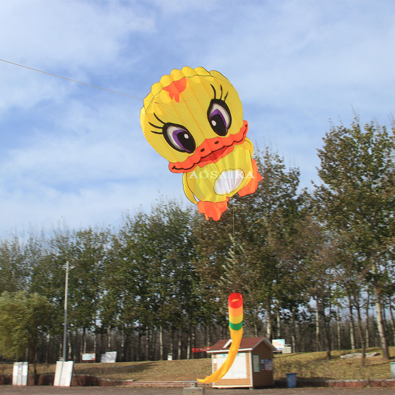 New Arrival Soft Inflatable 160*200cm Little Yellowe Duck Kite Polyester cloth Adults High Quality Colorful Animal Show Kites 