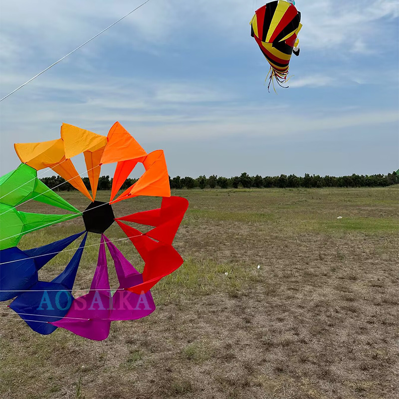 New Arrival Soft Inflatable 1.5M Rainbow Cylinder Kite 40d Nylon Ripstop Adults High Quality Colorful Show Kites 