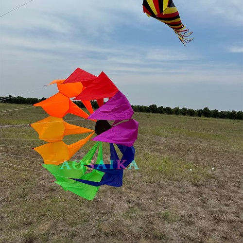 New Arrival Soft Inflatable 1.5M Rainbow Cylinder Kite 40d Nylon Ripstop Adults High Quality Colorful Show Kites