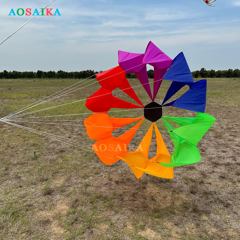 New Arrival Soft Inflatable 1.5M Rainbow Cylinder Kite 40d Nylon Ripstop Adults High Quality Colorful Show Kites 