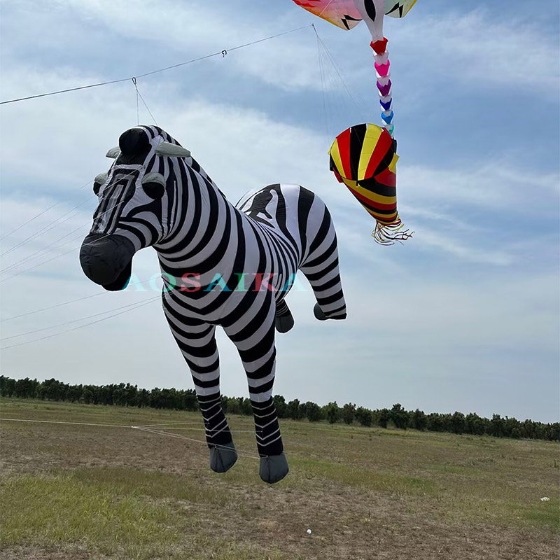 New Arrival Soft Inflatable 3.5M Zebra Kite Pendant 40d Nylon Ripstop Adults High Quality Colorful Animal Show Kites 