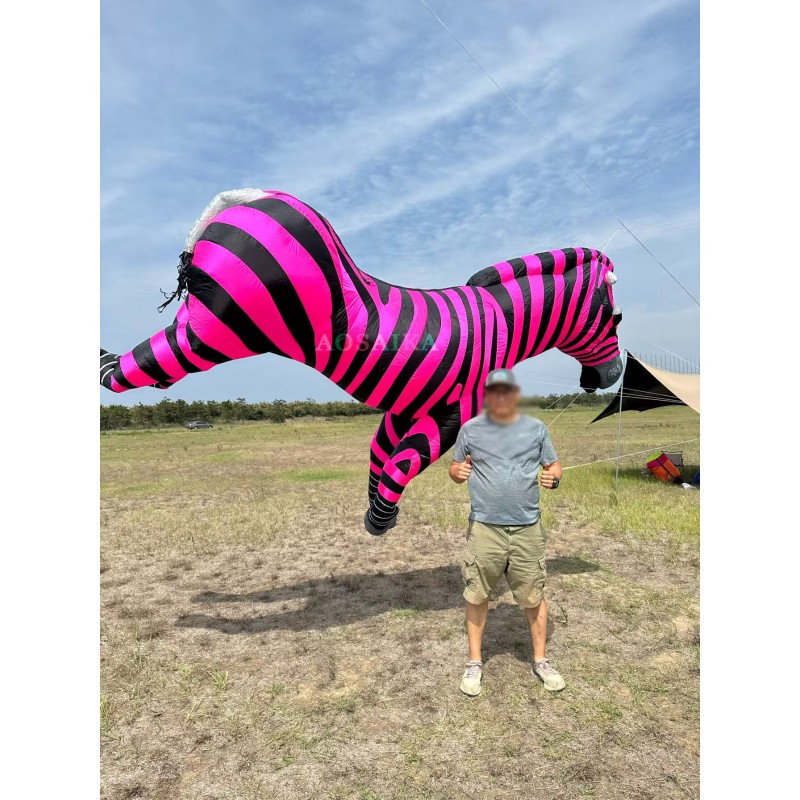 New Arrival Soft Inflatable 3.5M Zebra Kite Pendant 40d Nylon Ripstop Adults High Quality Colorful Animal Show Kites 