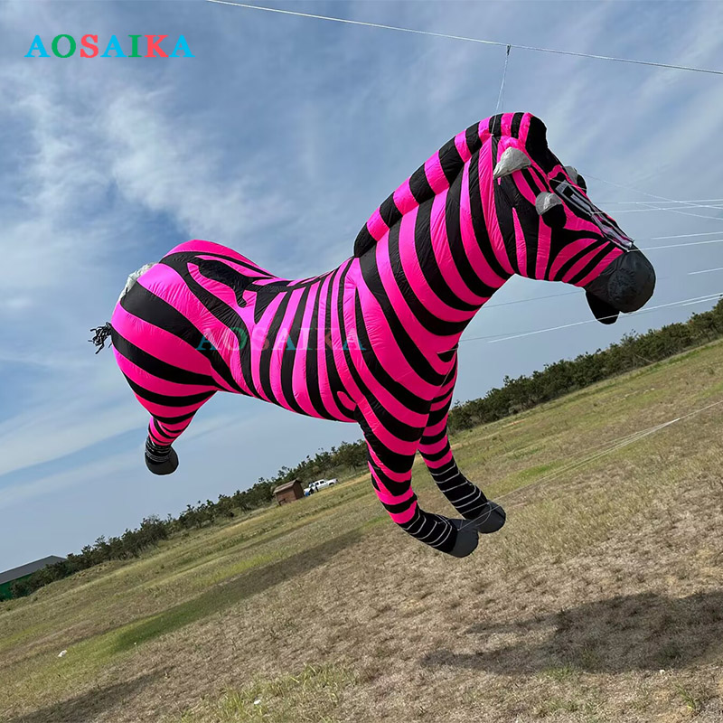 New Arrival Soft Inflatable 3.5M Zebra Kite Pendant 40d Nylon Ripstop Adults High Quality Colorful Animal Show Kites 