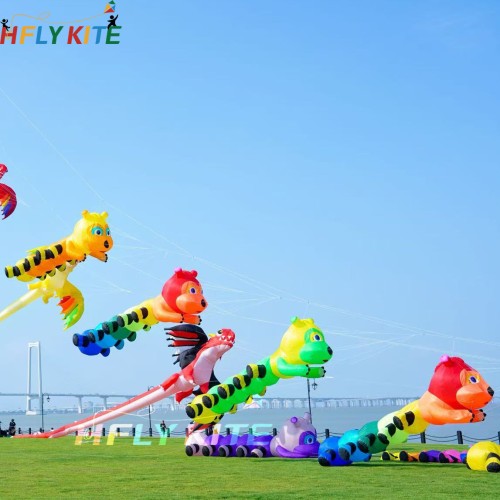 6M Caterpillar Kite Pendant 40d Ripstop Nylon For Adults High Quality Colorful Show Kite