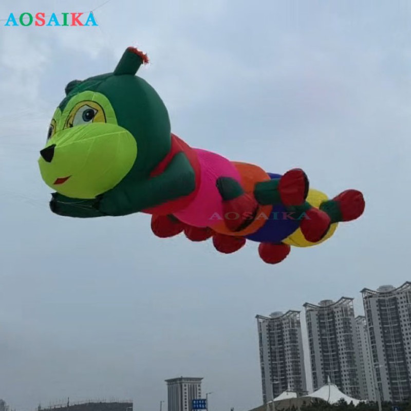 6M Caterpillar Kite Pendant 40d Ripstop Nylon For Adults High Quality Colorful Show Kite 